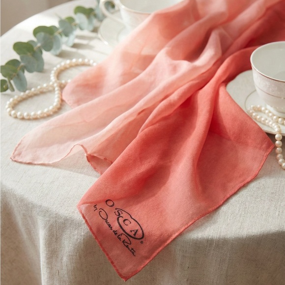 Oscar de la Renta Accessories - Vintage Oscar de la Renta Ombre Silk Chiffon Scarf - Excellent Condition